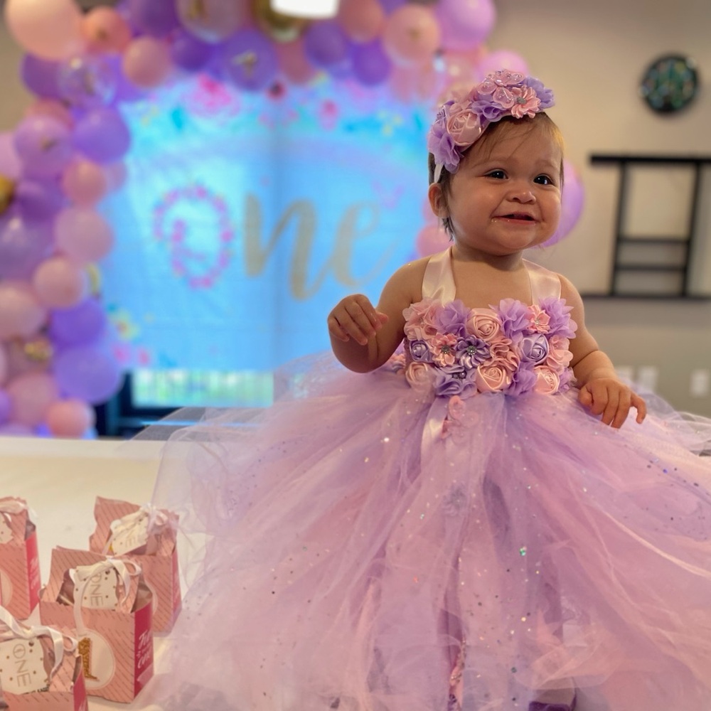Charming Lilac Floral Kids Formal Dress